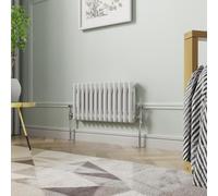 NRG 300 x 605 mm Gloss White Horizontal Cast Iron Radiator Double Panel for Bathroom Living Room and Kitchen