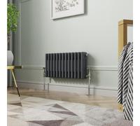 NRG 300 x 605mm Traditional Anthracite Horizontal Cast Iron Style Radiator Triple Panel