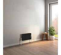 NRG 300 x 605mm Black Horizontal Traditional Column Cast Iron Style Radiator Central Heating Radiator Perfect for Bathrooms, Kitchen, Living Room Triple Panel