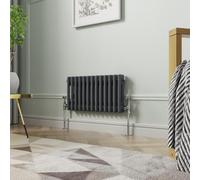 NRG 300 x 605mm Traditional Anthracite Horizontal Cast Iron Style Radiator Double Panel
