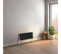 NRG 300 x 830mm Black Horizontal Traditional Column Cast Iron Style Radiator Central Heating Radiator Perfect for Bathrooms, Kitchen, Living Room Triple Panel