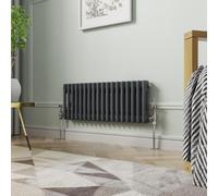 NRG 300 x 830mm Traditional Anthracite Horizontal Cast Iron Style Radiator Double Panel