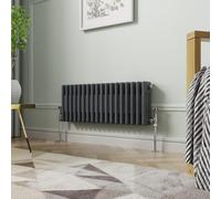 NRG 300 x 830mm Traditional Anthracite Horizontal Cast Iron Style Radiator Triple Panel