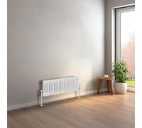 NRG 300 X 1010 mm Gloss White Horizontal Traditional Column Cast Iron Style Radiator Central Heating Radiator Perfect for Bathrooms, Kitchen, Living Room Double Panel