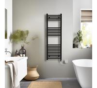 NRG 400 x 1200mm Black Prefilled Straight Towel Rail Radiator, 600W