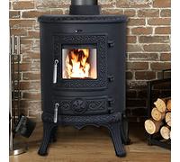 NRG 5KW Wood-Burning Stove Eco Design Stoves Cast Iron Fireplace Black