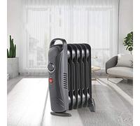 NRG 6 Fin Mini Oil Filled Radiator Portable Electric Heater 800W Black | for the Home, Workshop or Office