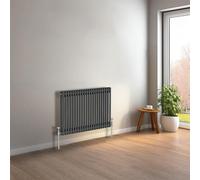 NRG 600 x 1010mm Anthracite Horizontal Traditional Column Cast Iron Style Radiator Central Heating Radiator Perfect for Bathrooms, Kitchen, Living Room Double Panel