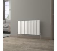NRG 600 x 1020 mm Horizontal Column Radiator Gloss White Single Flat Panel | Designer Radiator Bathroom Central Heating | with One Pair of Free Modern Angle Valves