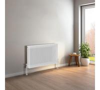 NRG 600 X 1190 mm Gloss White Horizontal Traditional Column Cast Iron Style Radiator Central Heating Radiator Perfect for Bathrooms, Kitchen, Living Room Triple Panel