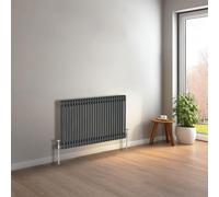 NRG 600 x 1190mm Anthracite Horizontal Traditional Column Cast Iron Style Radiator Central Heating Radiator Perfect for Bathrooms, Kitchen, Living Room Double Panel