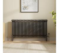 NRG 600 x 1190mm Raw Metal Traditional Cast Iron Style Triple Column Horizontal Radiator Central Heating Radiator Perfect for Bathrooms, Kitchen, Living Room