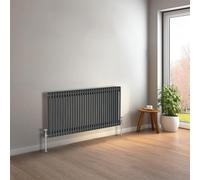 NRG 600 x 1460mm Anthracite Horizontal Traditional Column Cast Iron Style Radiator Central Heating Radiator Perfect for Bathrooms, Kitchen, Living Room Double Panel