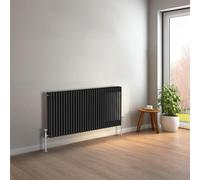 NRG 600 x 1460mm Black Horizontal Traditional Column Cast Iron Style Radiator Central Heating Radiator Perfect for Bathrooms, Kitchen, Living Room Triple Panel