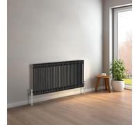 NRG 600 x 1460mm Black Horizontal Traditional Column Cast Iron Style Radiator Central Heating Radiator Perfect for Bathrooms, Kitchen, Living Room Double Panel