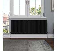 NRG 600 x 1593mm Horizontal Double Oval Panel Radiator Black Designer