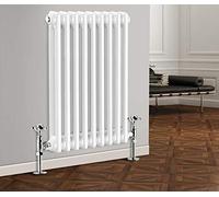 NRG 600 x 425 mm Traditional Gloss White Horizontal Cast Iron Radiator Double Panel