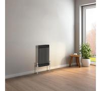 NRG 600 x 425mm Black Horizontal Traditional Column Cast Iron Style Radiator Central Heating Radiator Perfect for Bathrooms, Kitchen, Living Room Double Panel
