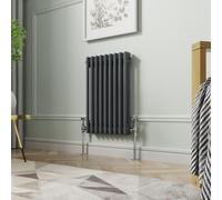 NRG 600 x 425mm Traditional Anthracite Horizontal Cast Iron Style Radiator Double Panel