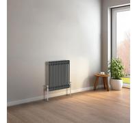 NRG 600 x 605mm Anthracite Horizontal Traditional Column Cast Iron Style Radiator Central Heating Radiator Perfect for Bathrooms, Kitchen, Living Room Double Panel
