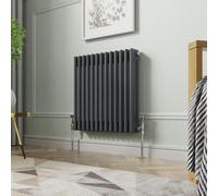 NRG 600 x 605mm Traditional Anthracite Horizontal Cast Iron Style Radiator Triple Panel