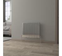 NRG 600 x 748 mm Horizontal Column Radiator Chrome Single Flat Panel | Designer Radiator Bathroom Central Heating | with One Pair of Free Modern Angel Valves