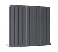 NRG 600 x 748mm Anthracite Designer Radiator Horizontal Double Flat Panel Rad Bathroom Central Heating Radiators with Free Valves