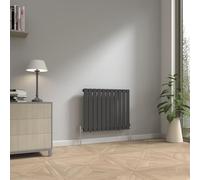 NRG 600 x 748mm Horizontal Single Flat Panel Radiator Black Designer Bathroom Central Heating Rads for Living Room and Kitchen