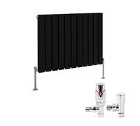 NRG 600 x 748mm Radiator Double Flat Panel Design Black with Valves