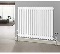 NRG 600 X 830 mm Gloss White 2 Column Radiators Horizontal Central Heating Cast Iron Rads for Bathroom Living Room and Kitchen