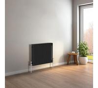 NRG 600 x 830mm Black Horizontal Traditional Column Cast Iron Style Radiator Central Heating Radiator Perfect for Bathrooms, Kitchen, Living Room Triple Panel