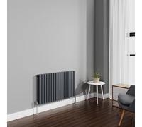 NRG 600x1003mm Anthracite Radiator Horizontal Oval Panel Double Rad | Central Heating Compatible, Wall Radiator, High Heat Output, Modern Radiator, for Living Room, Bedroom