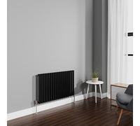 NRG 600x1003mm Black Radiator Horizontal Oval Panel Single Rad | Central Heating Compatible, Modern Radiator, High Heat Output, Wall Radiator, for Living Room, Kitchen