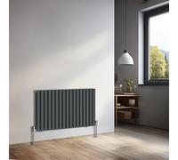 NRG 600x1003mm Horizontal Oval Double Panel Radiator Heater Anthracite
