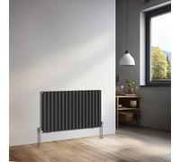NRG 600x1003mm Horizontal Oval Double Panel Radiator Heater Column Radiator Central Heating Radiators Black