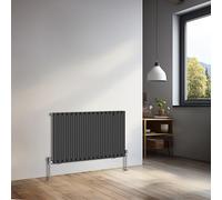 NRG 600x1003mm Horizontal Oval Single Panel Radiator Heater Black