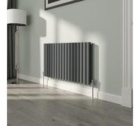 NRG 600x1003mm Oval Column Radiator Double Panel Anthracite | High Heat Output, Designer Radiator Wall Mounted, Central Heating Rads, Modern Radiator, for Living Room, Kitchen, Bedroom