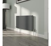 NRG 600x1003mm Oval Column Radiator Single Panel Anthracite | High Heat Output, Designer Radiator Wall Mounted, Central Heating Rads, Modern Radiator, for Living Room, Kitchen, Bedroom