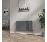 NRG 600x1020mm Anthracite Flat Panel Designer Radiator Double Flat Panel | Central Heating Rad, Modern, Mild Steel, Horizontal Radiator, Triple Layered Finish, for Bathroom, Kitchen Hallway