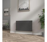 NRG 600x1020mm Black Column Designer Radiator Horizontal Single Flat Panel
