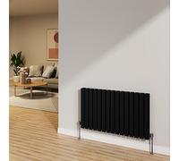 NRG 600x1020mm Black Radiator Horizontal Flat Panel Double Radiator