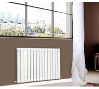 NRG 600x1020mm Horizontal Flat Panel Designer Bathroom Central Heating Radiator Gloss White Double Column - Perfect for Bathroom, Bedroom, Kitchen, Hallway, Living Room