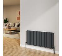 NRG 600x1156mm Anthracite Radiator Horizontal Flat Panel Double Radiator