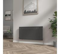 NRG 600x1156mm Black Column Designer Radiator Horizontal Single Flat Panel