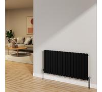 NRG 600x1156mm Black Radiator Horizontal Flat Panel Double Radiator