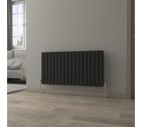 NRG 600x1156mm Horizontal Flat Panel Designer Radiator Bathroom Heater Central Heating Rad Double Column Black