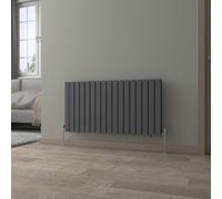 NRG 600x1156mm Horizontal Radiator Anthracite Double Flat Panel with Valves