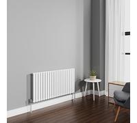 NRG 600x1180mm Gloss White Radiator Horizontal Oval Panel Single Rad