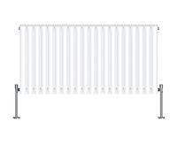 NRG 600x1180mm Horizontal Oval Column Double Panel Designer Radiator Bathroom Central Heating White