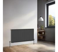 NRG 600x1180mm Horizontal Oval Single Panel Radiator Heater Black